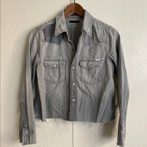Mother Denim Crop Fray Shirt
